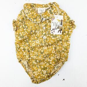 Floss Mustard Yellow Floral Baby Romper - 56eu (newborn)